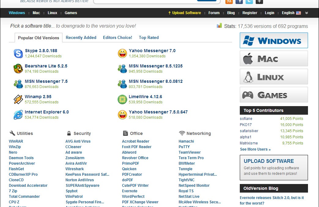 Vecchie versioni dei software