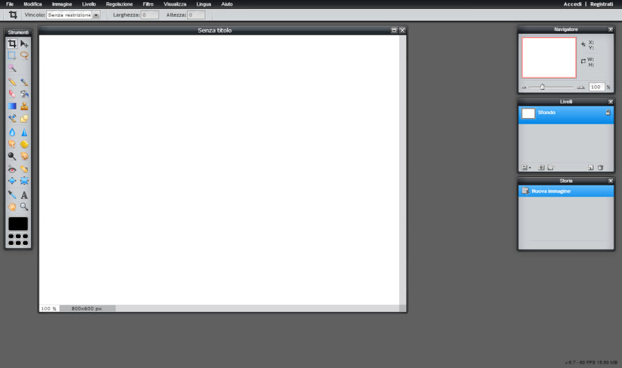 Pixlr, un editor online di immagini