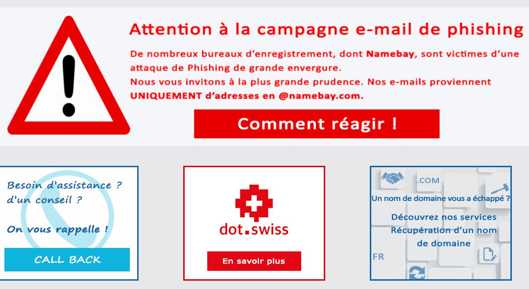 Attacco phishing a nome Namebay