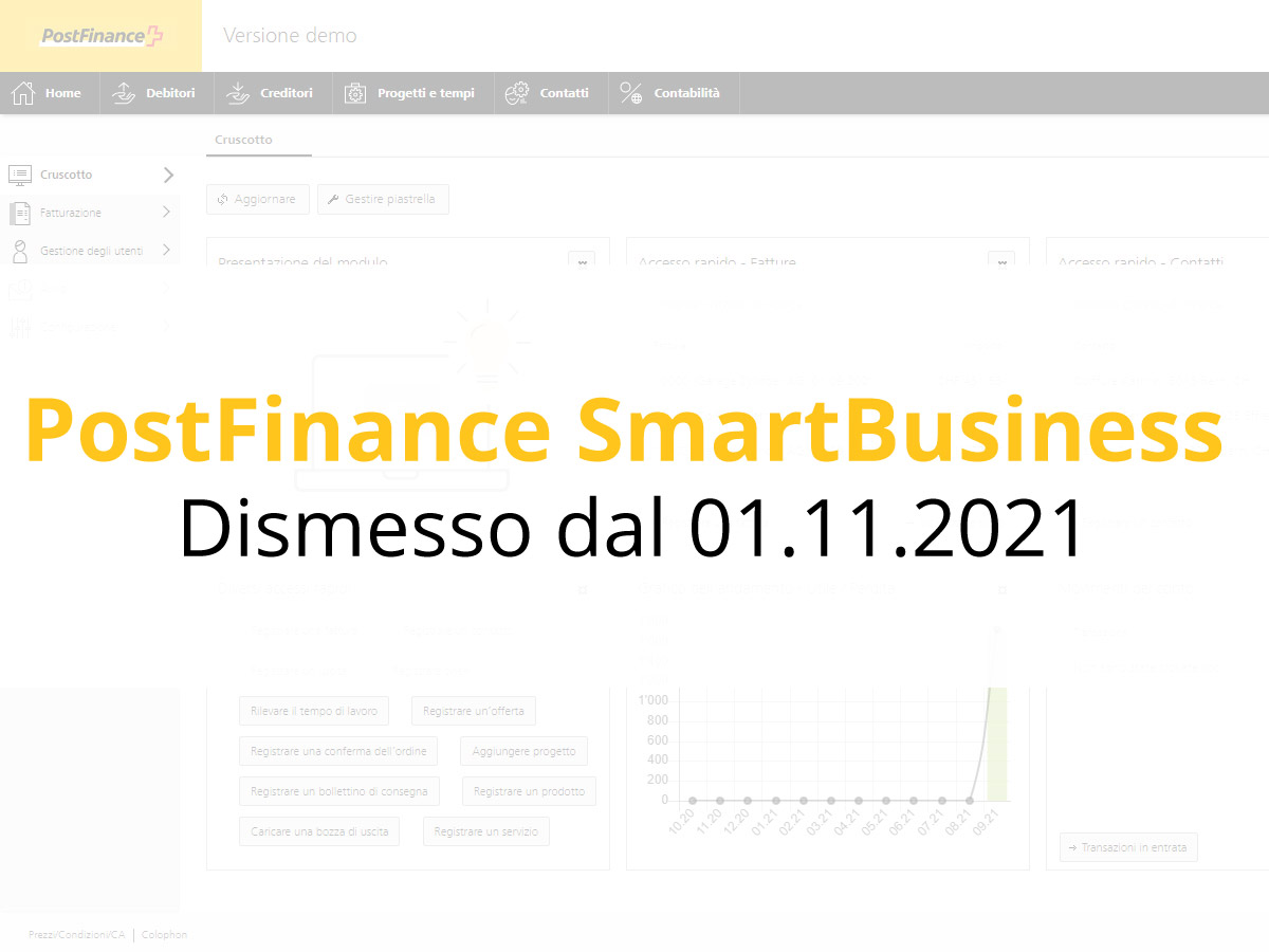 PostFinance SmartBusiness dismesso dal 01.11.2021