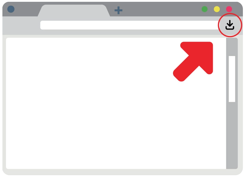 Indicazione dell'icona di download nel browser